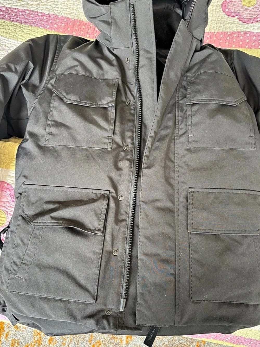 Canada Goose Langford Parka Black Label Black Hooded Puffer Jacket Size Medium